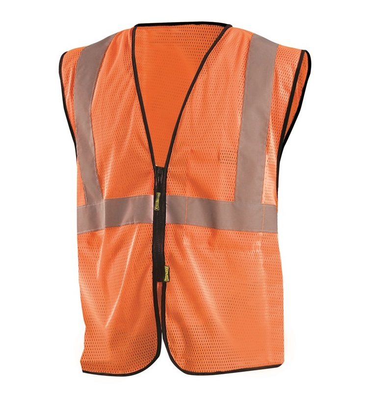 High visibility Value Mesh Standard Zipper Safety Vest Orange